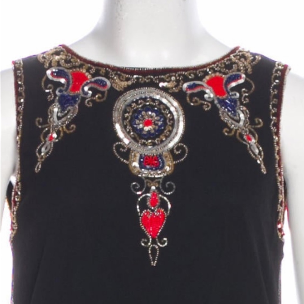 Alice + Olivia Silk Embellished Black Top - Picture 4 of 4